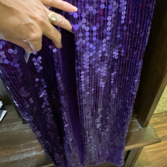 NWT Adrianna Papell Evening Purple Sequins Size 4 Column Gown. Prom Black Tie - Picture 6 of 8